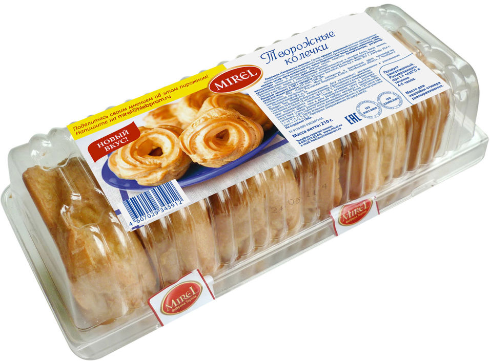 Пирожное Mirel Творожные кольца 210г