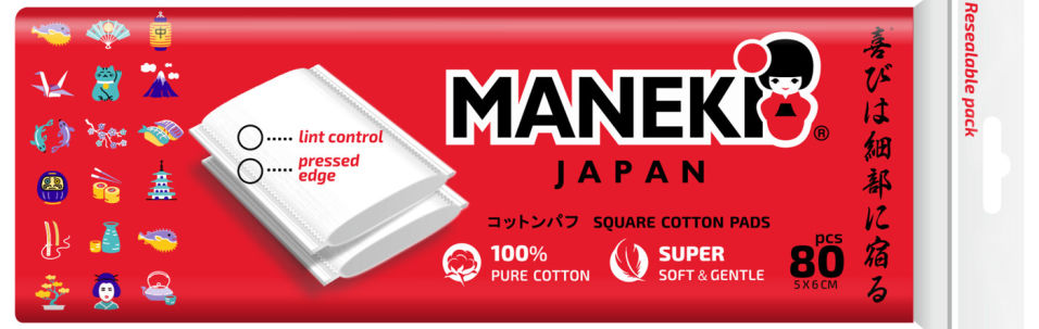 Подушечки ватные Maneki Square cotton pads косметические 80шт