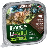 Влажный корм для котят и крупных кошек Monge BWild Grain Free беззерновой из буйвола с овощами 100г