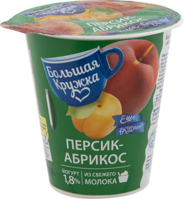Йогурт Большая Кружка персик-абрикос 1.8% 290г
