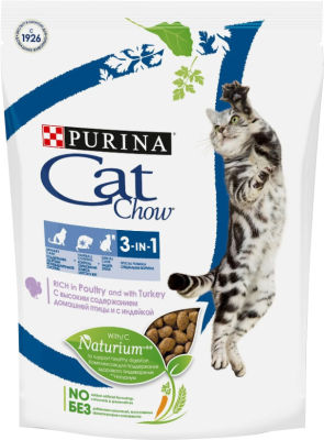 Сухой корм для кошек Cat Chow 3in1 с домашней птицей и индейкой 400г