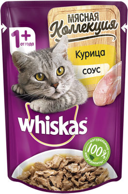 Корм для кошек Whiskas Мясная коллекция с курицей в соусе 85г