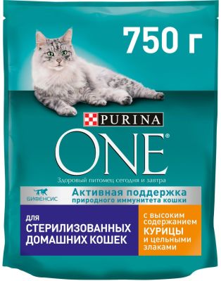 Сухой корм для кошек Purina One с Курицей и цельными злаками 750г