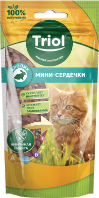 Лакомство для кошек Triol Мини-сердечки из кролика 40г
