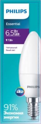 Лампа светодиодная Philips Essential LED Candle E14 6.5Вт 4000К