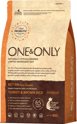 Сухой корм для кошек One&Only Kitten индейка с рисом 400г